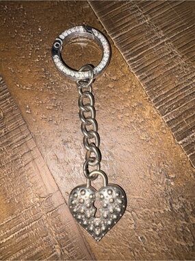 Silver Heart Lock and Key Charm Keychain - Women's Accessory